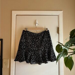 Banana Republic Black and White Ruffled Skater Mini Skirt